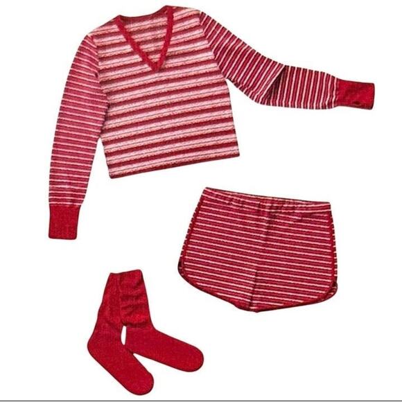 Colsie Intimates & Sleepwear Women's Red Striped 3 Piece Set Size L - Picture 3 of 5